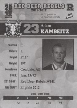 2011-12 Red Deer Rebels (WHL) #19 Adam Kambeitz Back