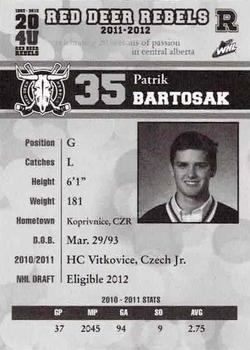 2011-12 Red Deer Rebels (WHL) #25 Patrik Bartosak Back