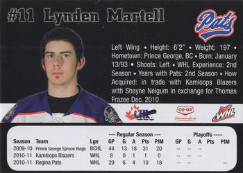 2011-12 Co-op Regina Pats (WHL) #5 Lyndon Martell Back