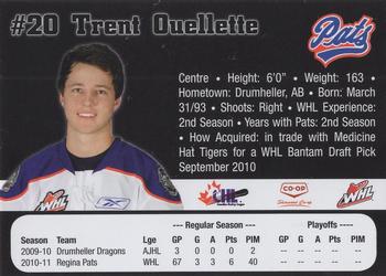 2011-12 Co-op Regina Pats (WHL) #9 Trent Ouellette Back