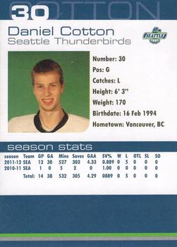 2011-12 Booster Club Seattle Thunderbirds (WHL) #3 Daniel Cotton Back