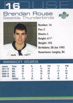 2011-12 Booster Club Seattle Thunderbirds (WHL) #14 Brendan Rouse Back