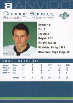 2011-12 Booster Club Seattle Thunderbirds (WHL) #19 Connor Sanvido Back