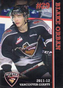 2011-12 Vancouver Giants (WHL) #NNO Blake Orban Front