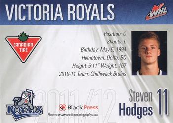 2011-12 Black Press Victoria Royals (WHL) #2 Steven Hodges Back