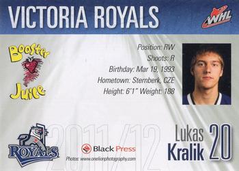 2011-12 Black Press Victoria Royals (WHL) #5 Lukas Kralik Back