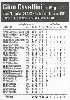 2012-13 Milwaukee Admirals (AHL) Top 35 Players #9 Gino Cavallini Back