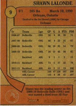 2012-13 Rockford Register Star Rockford IceHogs (AHL) #7 Shawn Lalonde Back