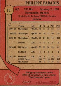 2012-13 Rockford Register Star Rockford IceHogs (AHL) #9 Philippe Paradis Back