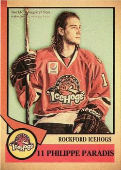 2012-13 Rockford Register Star Rockford IceHogs (AHL) #9 Philippe Paradis Front