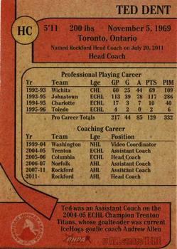 2012-13 Rockford Register Star Rockford IceHogs (AHL) #26 Ted Dent Back