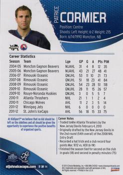 2012-13 Choice St. John's IceCaps (AHL) #NNO Patrice Cormier Back