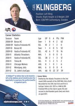 2012-13 Choice St. John's IceCaps (AHL) #NNO Carl Klingberg Back