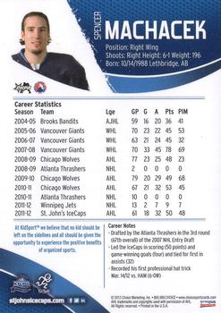 2012-13 Choice St. John's IceCaps (AHL) #NNO Spencer Machacek Back