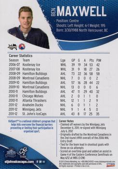 2012-13 Choice St. John's IceCaps (AHL) #NNO Ben Maxwell Back
