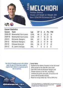 2012-13 Choice St. John's IceCaps (AHL) #NNO Julian Melchiori Back
