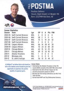 2012-13 Choice St. John's IceCaps (AHL) #NNO Paul Postma Back