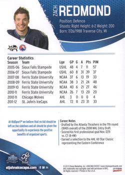 2012-13 Choice St. John's IceCaps (AHL) #NNO Zach Redmond Back