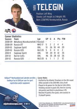 2012-13 Choice St. John's IceCaps (AHL) #NNO Ivan Telegin Back