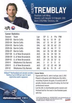 2012-13 Choice St. John's IceCaps (AHL) #NNO Hunter Tremblay Back