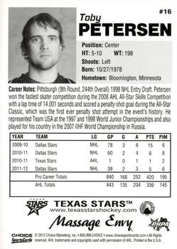 2012-13 Choice Texas Stars (AHL) #16 Toby Petersen Back