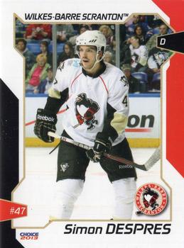 2012-13 Choice Wilkes-Barre/Scranton Penguins (AHL) #3 Simon Despres Front