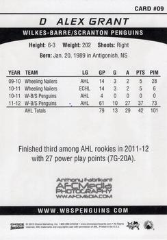 2012-13 Choice Wilkes-Barre/Scranton Penguins (AHL) #9 Alex Grant Back