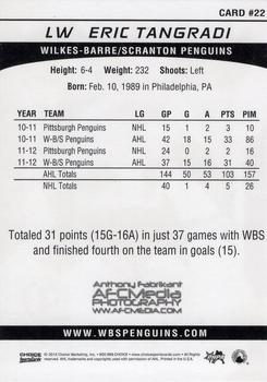 2012-13 Choice Wilkes-Barre/Scranton Penguins (AHL) #22 Eric Tangradi Back
