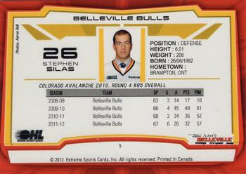 2012-13 Extreme Belleville Bulls (OHL) #5 Stephen Silas Back