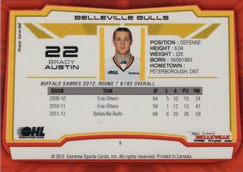2012-13 Extreme Belleville Bulls (OHL) #9 Brady Austin Back