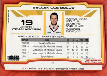 2012-13 Extreme Belleville Bulls (OHL) #10 Joseph Cramarossa Back