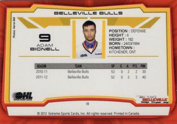 2012-13 Extreme Belleville Bulls (OHL) #18 Adam Bignell Back