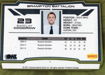 2012-13 Extreme Brampton Battalion (OHL) #5 Barclay Goodrow Back