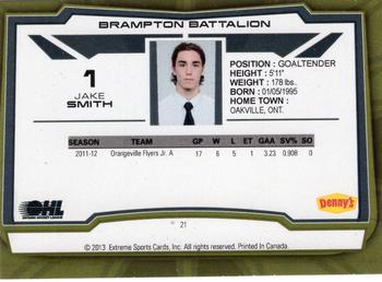 2012-13 Extreme Brampton Battalion (OHL) #21 Jake Smith Back