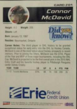 2012-13 Choice Erie Otters (OHL) #1 Connor McDavid Back