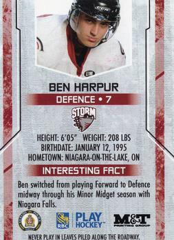 2012-13 M&T Printing Guelph Storm (OHL) #B-04 Ben Harpur Back