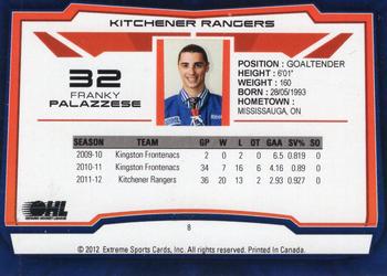 2012-13 Extreme Kitchener Rangers (OHL) #8 Frank Palazzese Back