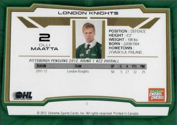 2012-13 Extreme London Knights (OHL) #3 Olli Maatta Back