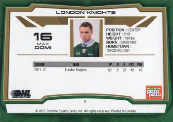 2012-13 Extreme London Knights (OHL) #9 Max Domi Back