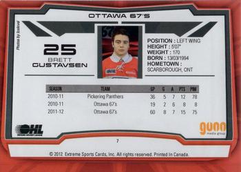 2012-13 Extreme Ottawa 67's (OHL) #7 Brett Gustavsen Back
