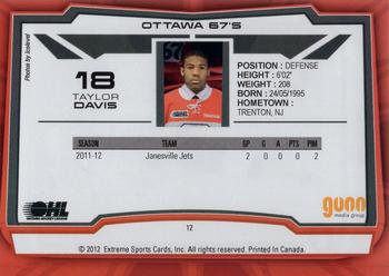 2012-13 Extreme Ottawa 67's (OHL) #12 Taylor Davis Back
