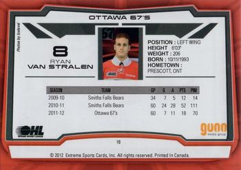 2012-13 Extreme Ottawa 67's (OHL) #18 Ryan Van Stralen Back
