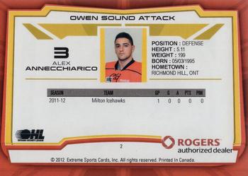 2012-13 Extreme Owen Sound Attack (OHL) #2 Alex Annecchiarico Back