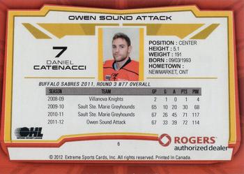 2012-13 Extreme Owen Sound Attack (OHL) #6 Daniel Catenacci Back
