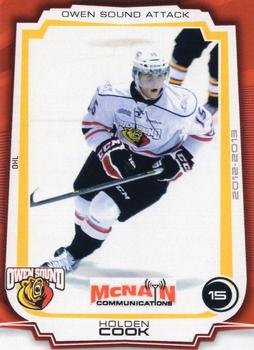 2012-13 Extreme Owen Sound Attack (OHL) #11 Holden Cook Front