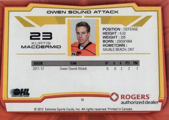 2012-13 Extreme Owen Sound Attack (OHL) #18 Kurtis MacDermid Back