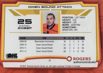 2012-13 Extreme Owen Sound Attack (OHL) #20 Daniel Zweep Back