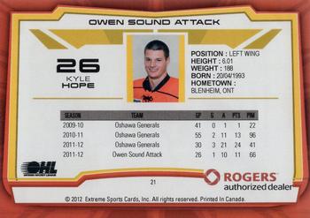 2012-13 Extreme Owen Sound Attack (OHL) #21 Kyle Hope Back