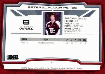 2012-13 Extreme Peterborough Petes (OHL) #3 Steven Varga Back