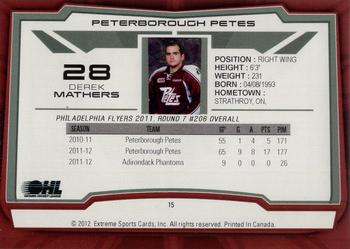 2012-13 Extreme Peterborough Petes (OHL) #15 Derek Mathers Back